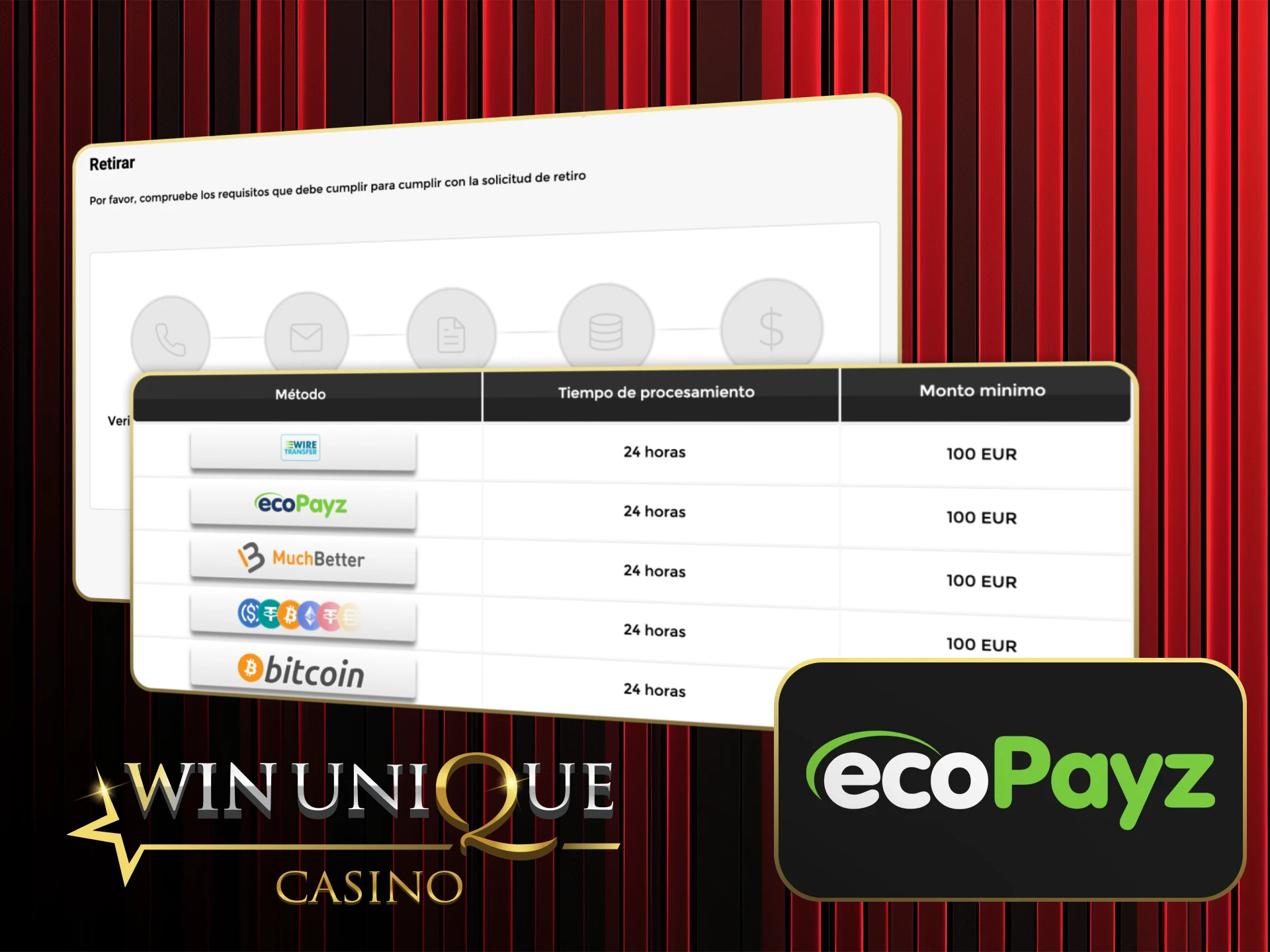Juegue de forma segura con ecoPayz en Win Unique Casino.