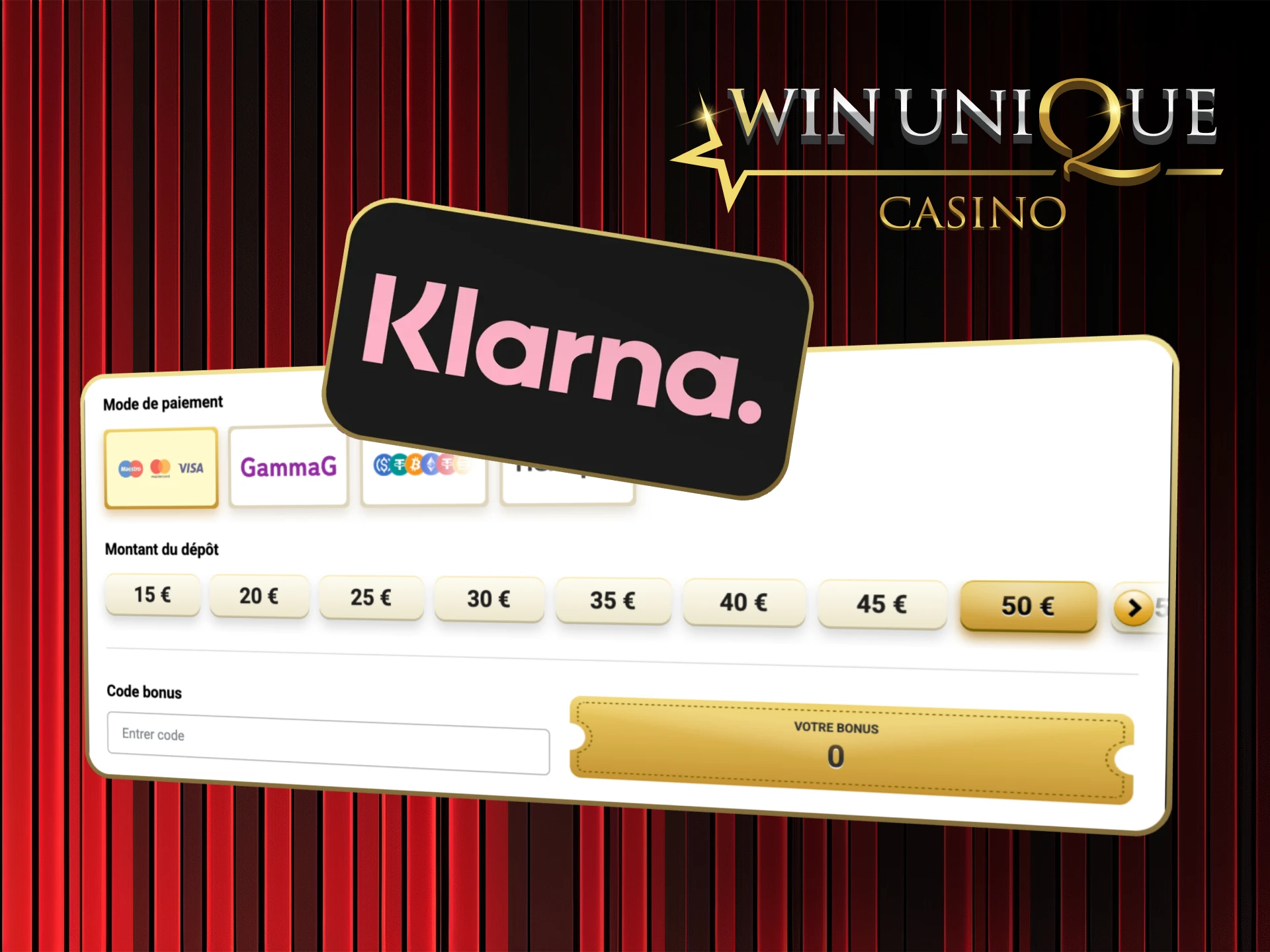 Jouez aujourd'hui en utilisant Klarna comme méthode de paiement sur Win Unique Casino.